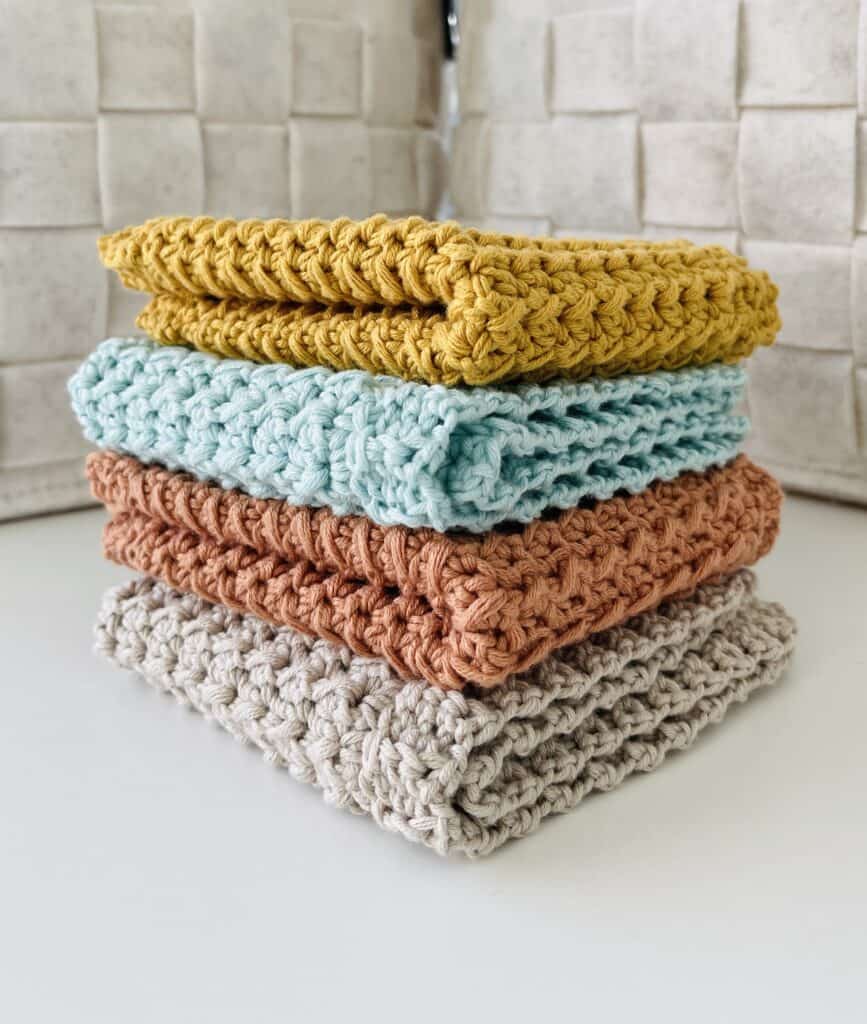 a stack of dishcloths