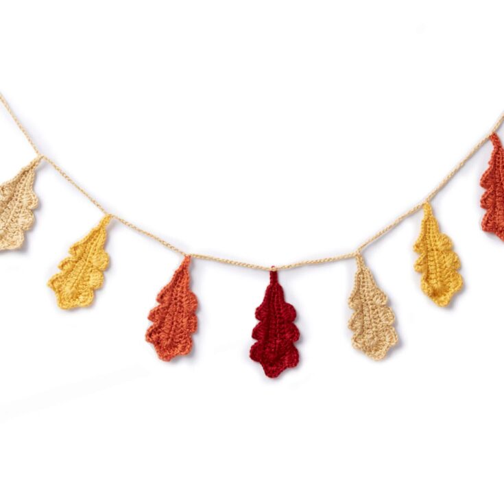 Image for Free Easy Caron Oak Leaf Garland Crochet Pattern