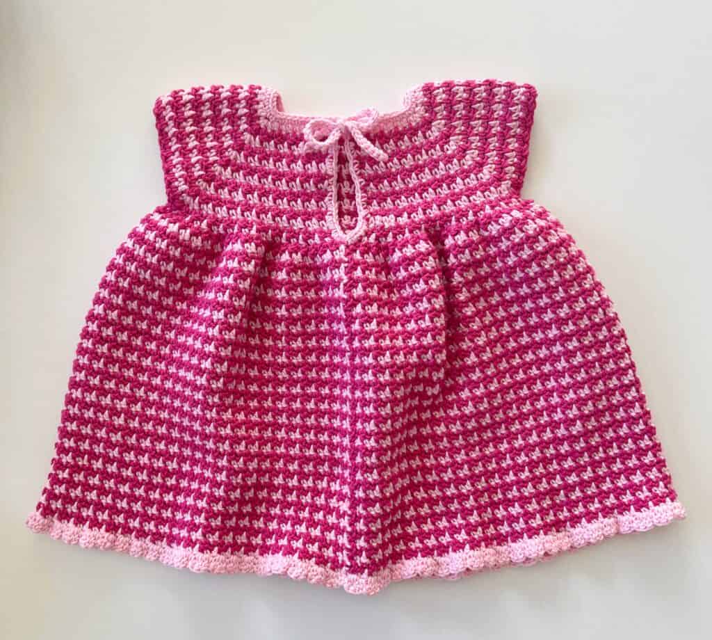 pink crochet dress