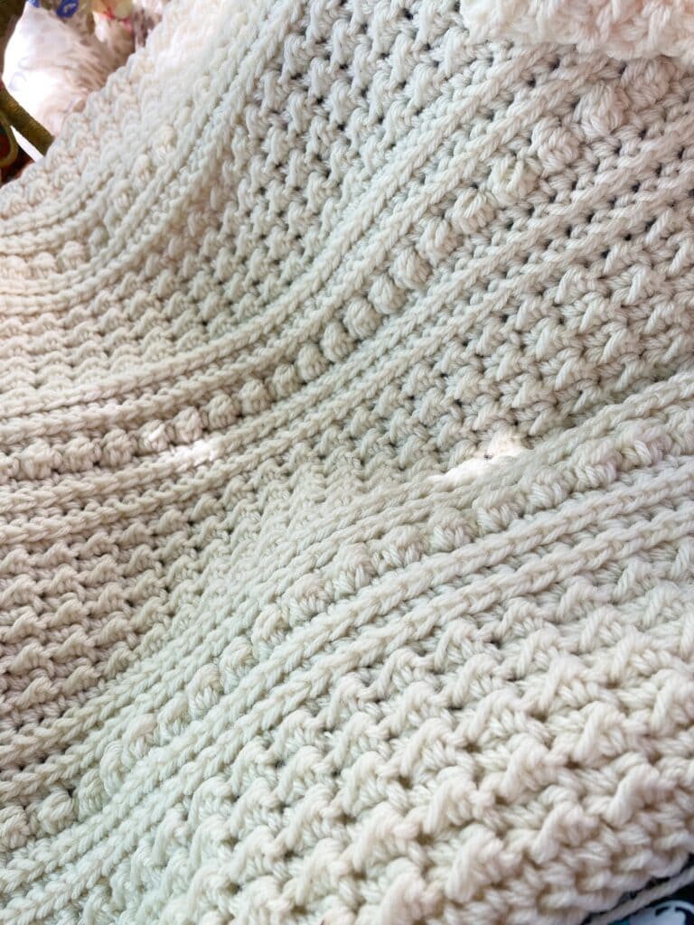 close up of crochet blanket 