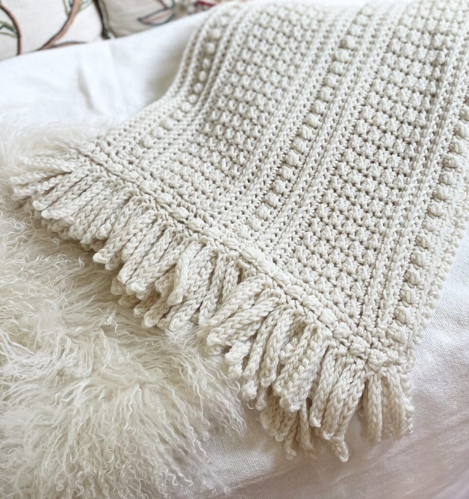 white crochet blanket