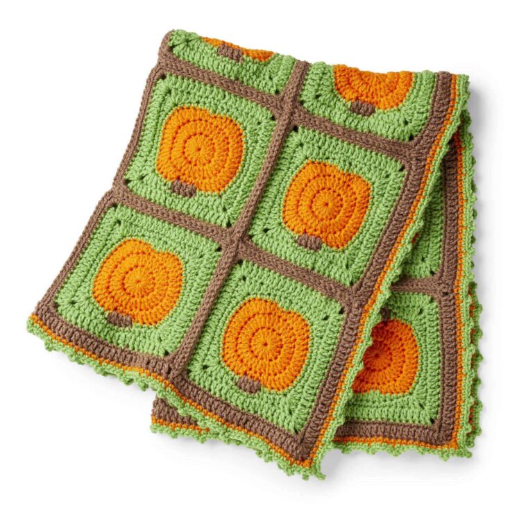 Image for Free Easy Red Heart Pumpkin Patch Blanket Crochet Pattern