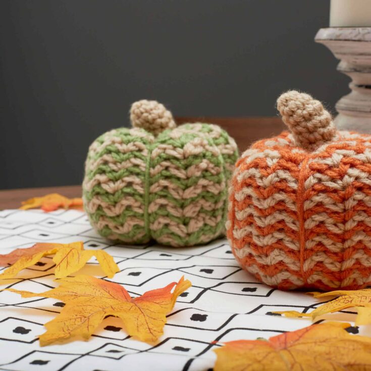 Image for Free Easy Red Heart Spicy Pumpkins Crochet Pattern