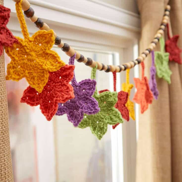Image for Free Easy Red Heart Fall Leafy Banner Crochet Pattern