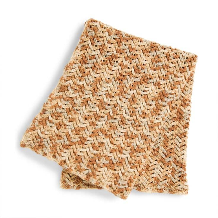 Image for Free Bernat Fleecy Herringbone Crochet Blanket Pattern