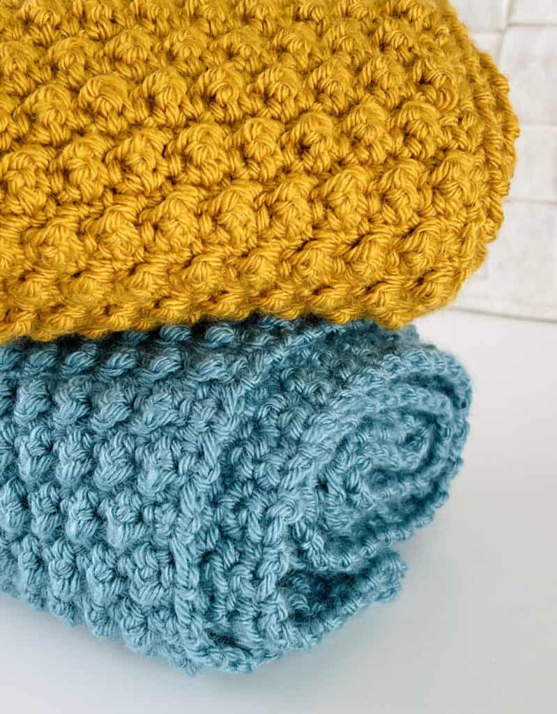 Yellow scarf and blue scarf