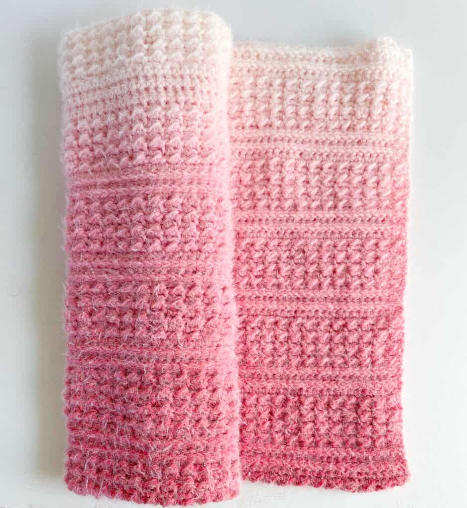 crochet blanket rolled up