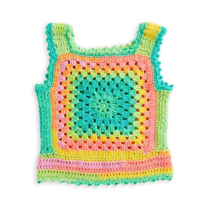 Image for Free Red Heart Granny Square Retro Top Pattern