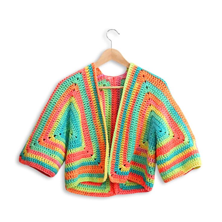Image for Red Heart Retro Stripe Crochet Hexagon Cardigan | Yarnspirations