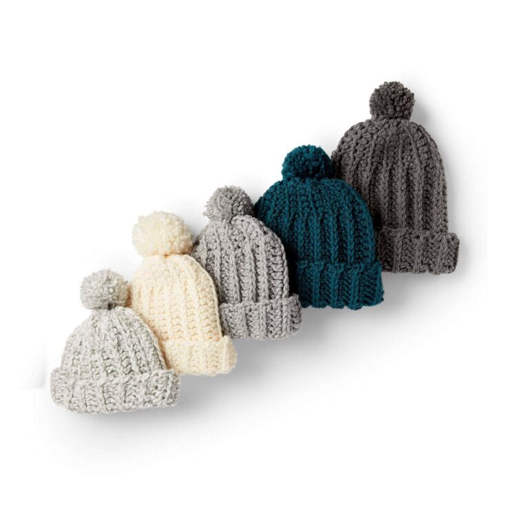 Image for Bernat Basic Crochet Ribbed Family Hat