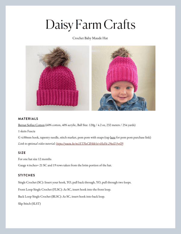 Crochet Baby Maude Hat - Daisy Farm Crafts