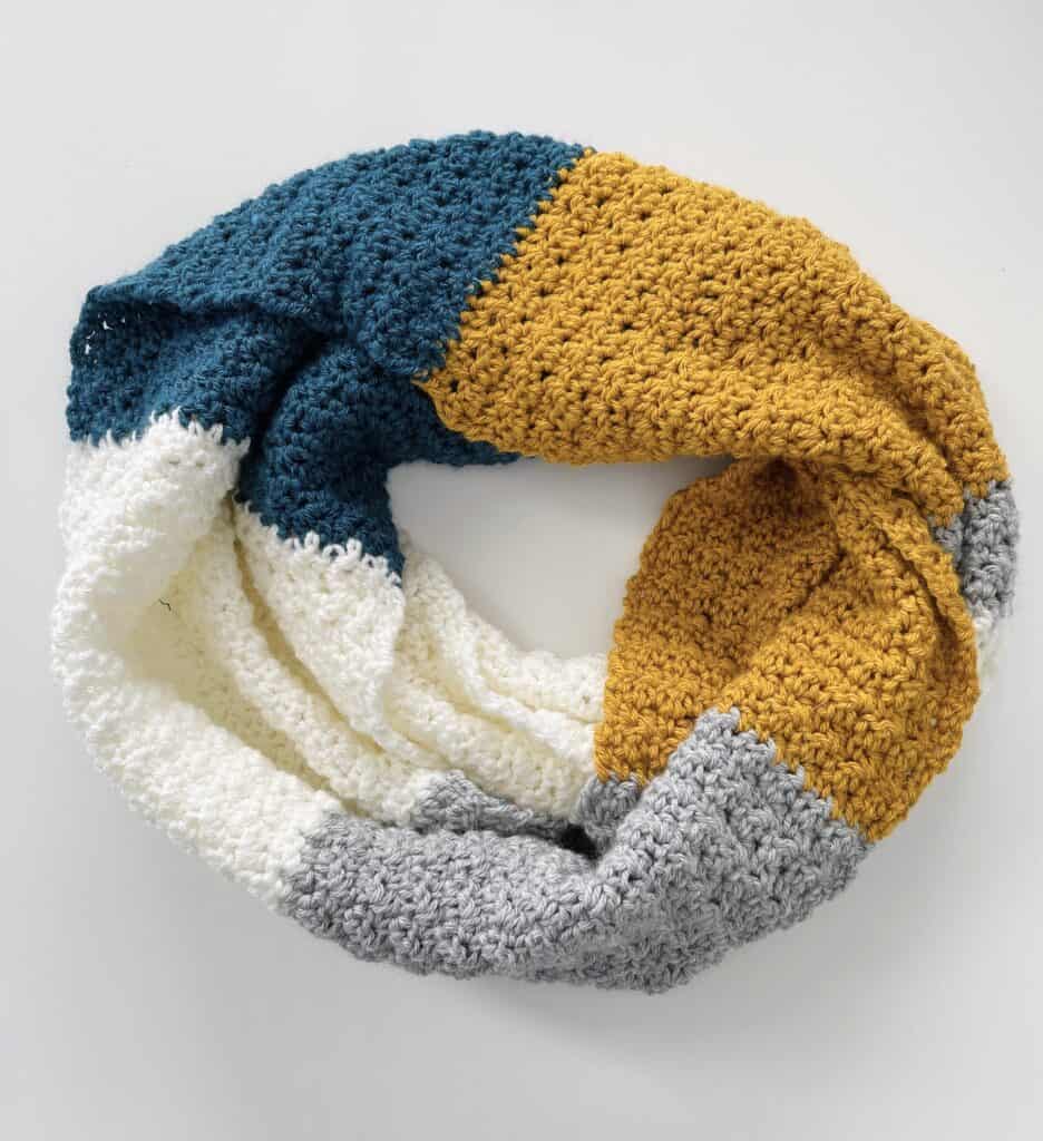 color block crochet scarf