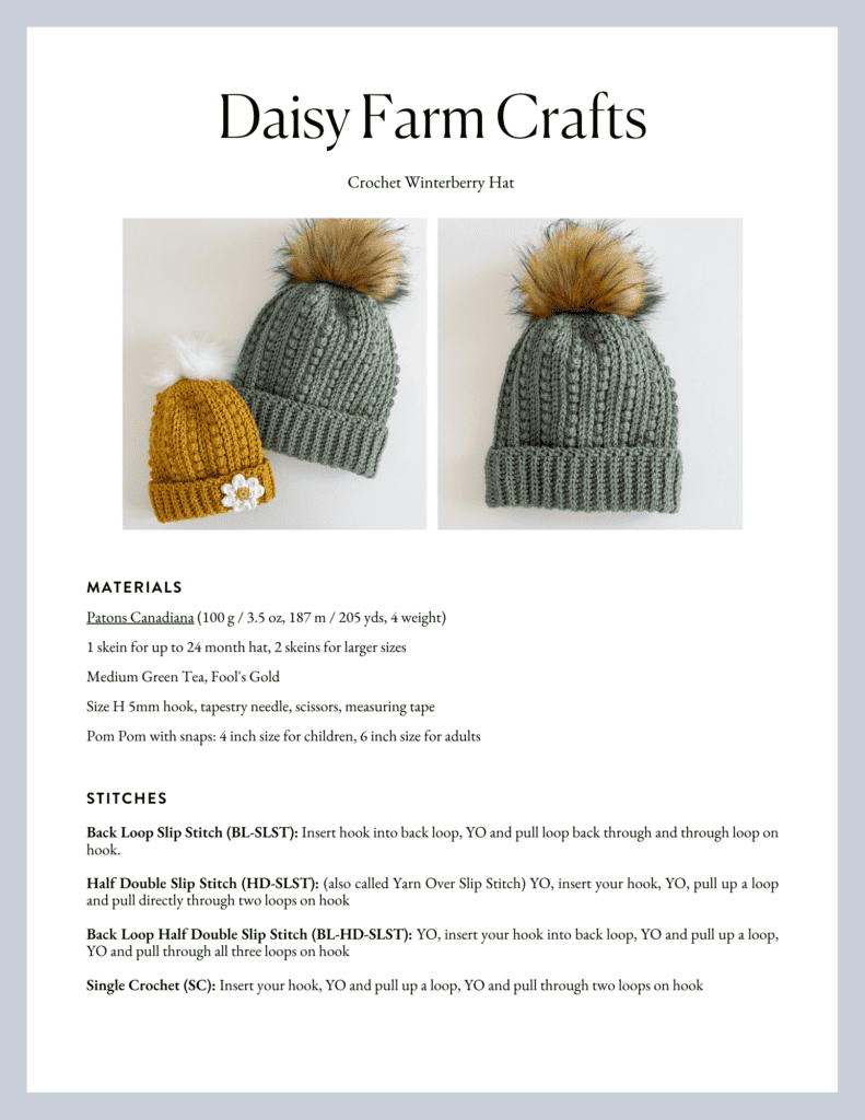 Beginner Crochet Pom Pom Hat - Daisy Farm Crafts