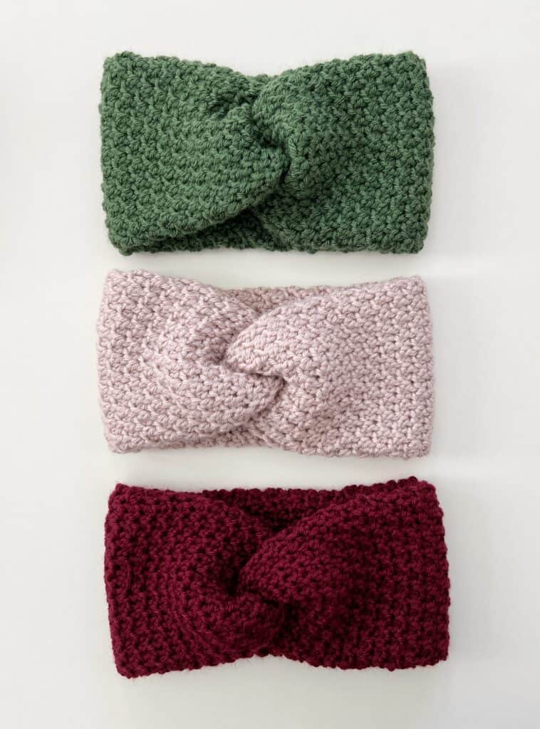 Three crochet headbands