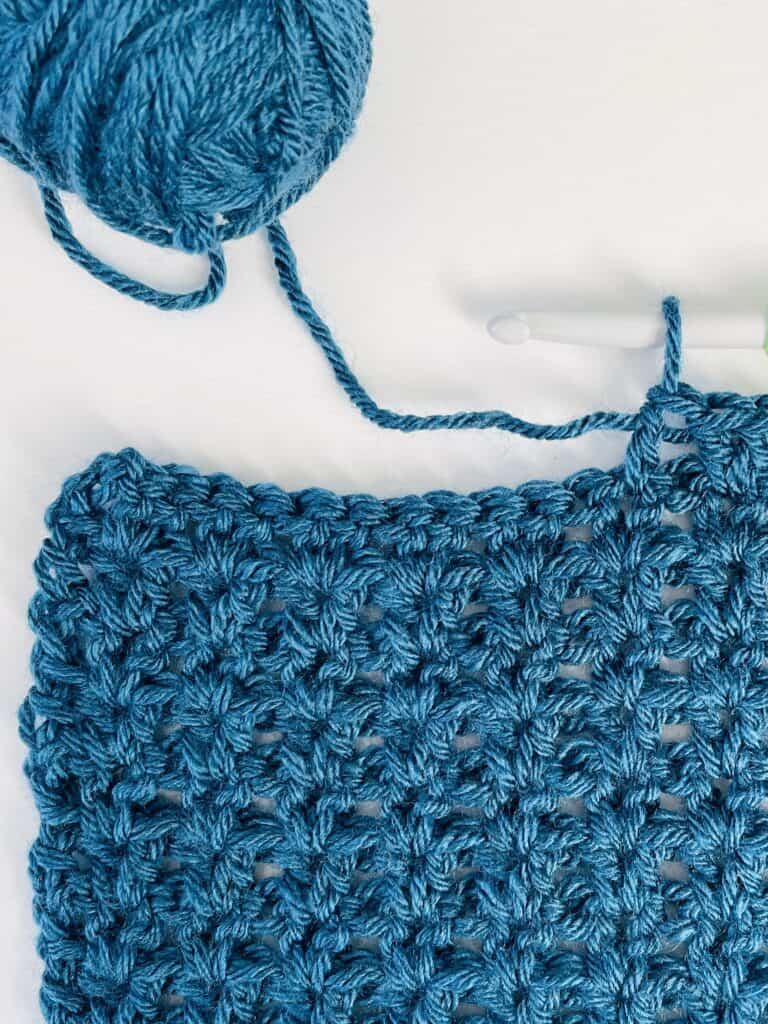 close up of crochet scarf