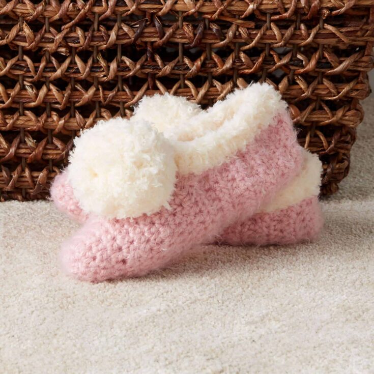 Image for Red Heart Cozy Crochet Trimmed Slippers