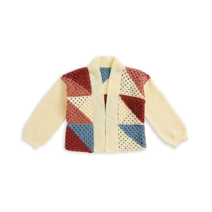 Image for Red Heart Split Granny Square Open Front Crochet Cardigan