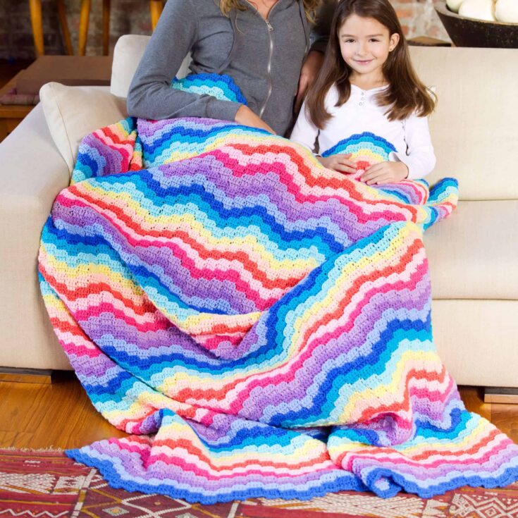 Image for Red Heart Rainbow Waves Throw