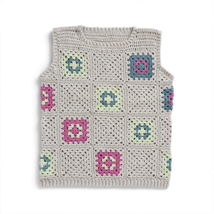 Image for Free Patons Crochet Granny Patchwork Vest Pattern | Yarnspirations