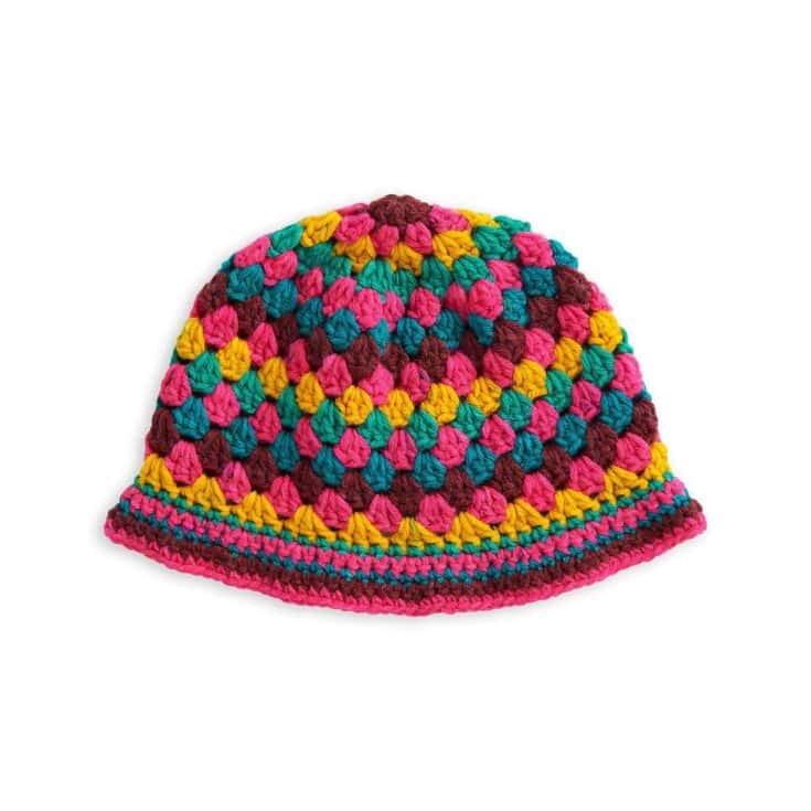 Image for Red Heart Crochet Granny Stripes Bucket Hat