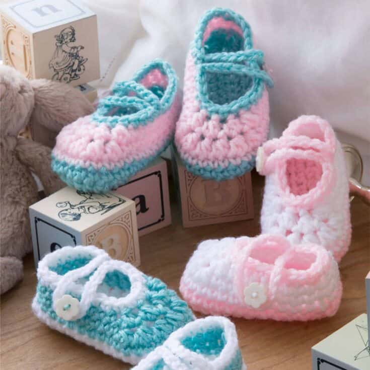 Image for Red Heart Two-Color Baby Booties | Yarnspirations