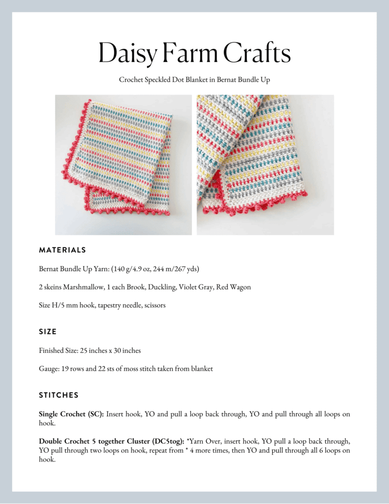 Crochet Speckled Dot Blanket in Bernat Bundle Up Yarn Daisy Farm Crafts