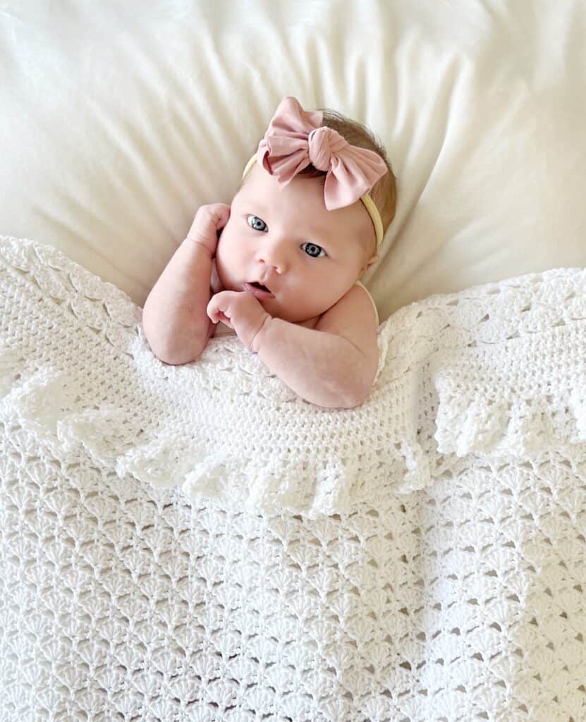 Baby Nora with crochet blanket 