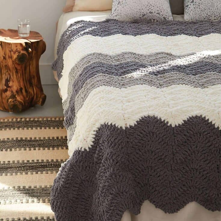 Image for Free Bernat Grey Scale Crochet Blanket Pattern