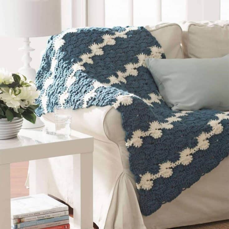 Image for Free Bernat Gentle Waves Lap Crochet Blanket Pattern | Yarnspirations