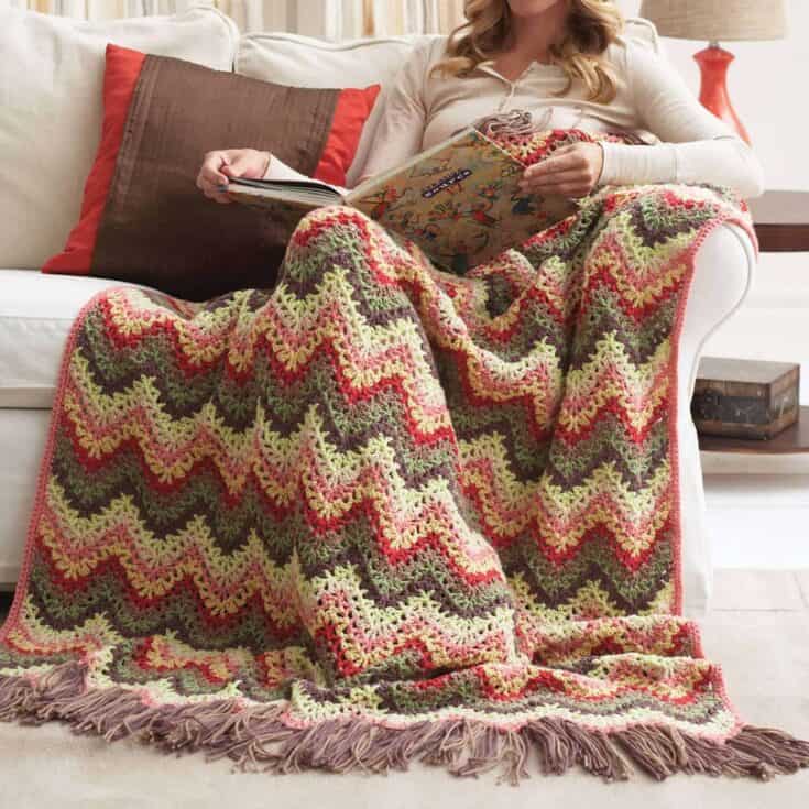 Image for Free Easy Bernat Eight Shades Ripple Afghan Crochet Pattern