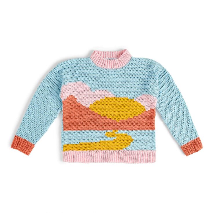 Image for Free Caron Crochet Landscape Sweater Pattern