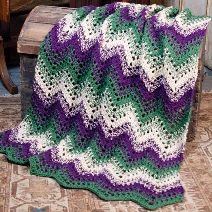 Image for Free Easy Caron Woodland Waves Throw Crochet Pattern | Yarnspirations