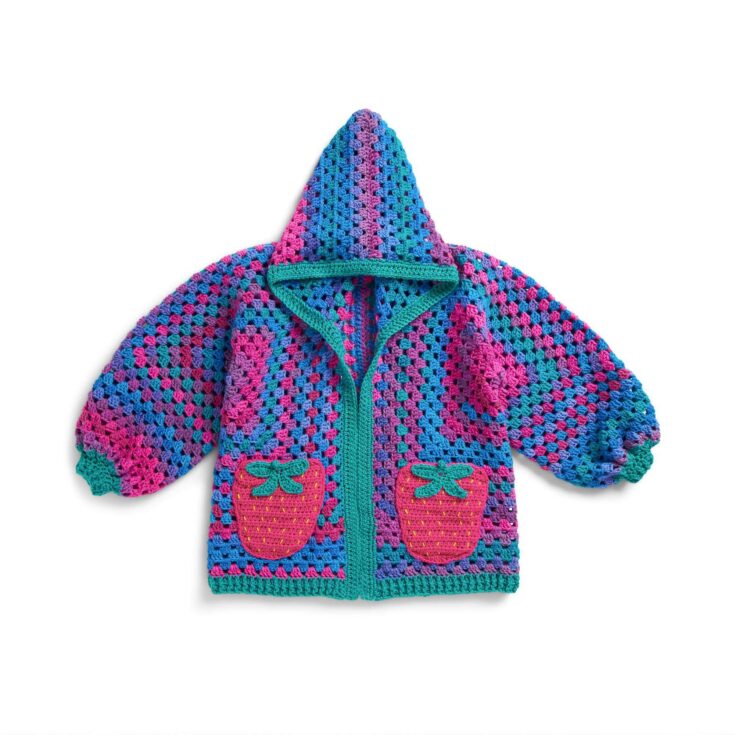 Image for Free Red Heart Strawberry Patch Crochet Hexi Cardigan Pattern