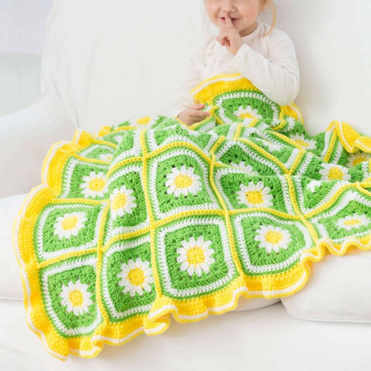 Image for Free Red Heart Daisy Garden Crochet Blanket Pattern