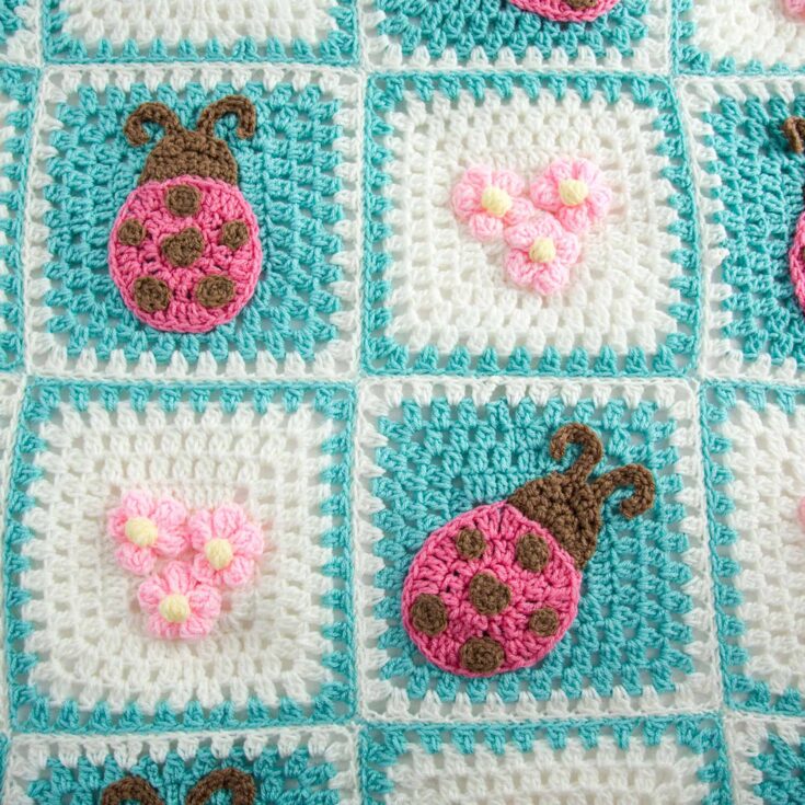Image for Free Red Heart Bugs And Blooms Crochet Blanket Pattern