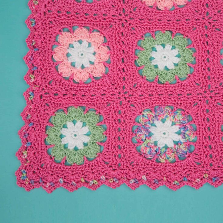 Image for Free Red Heart Flower Crochet Baby Blanket Pattern