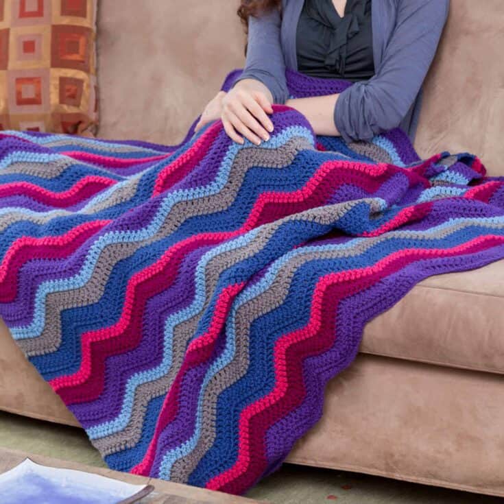 Image for Free Easy Red Heart Windsor Ripple Throw Crochet Pattern | Yarnspirations