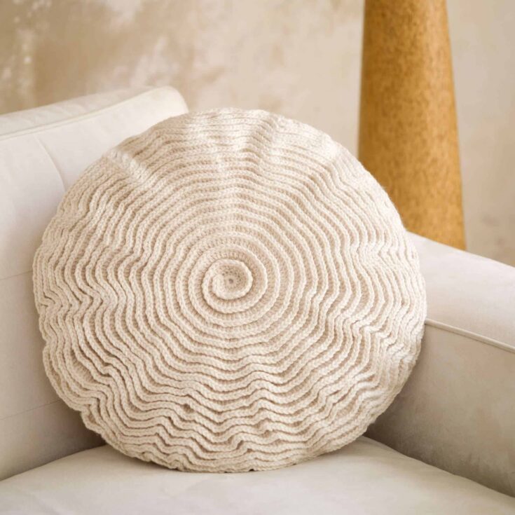 Image for Free Intermediate Red Heart Ruffle Rose Pillow Crochet Pattern
