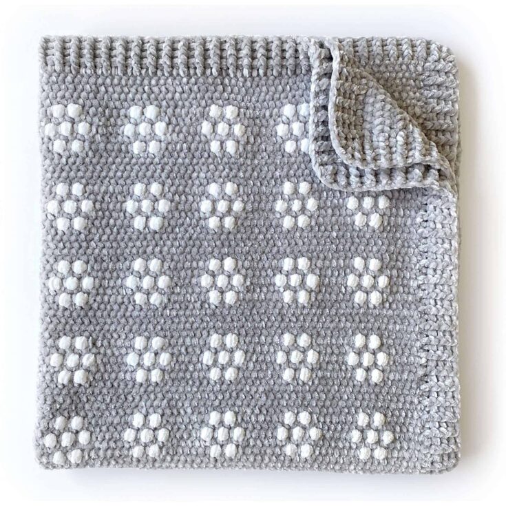 Image for Free Intermediate Bernat Velvet Flowers Crochet Baby Blanket Pattern