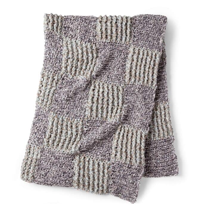 Image for Free Bernat Twisted Grid Crochet Blanket Pattern | Yarnspirations