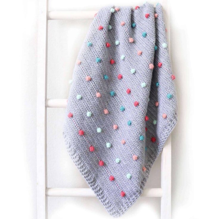 Image for Free Intermediate Bernat Crochet Colorful Polka Dots Baby Blanket Pattern
