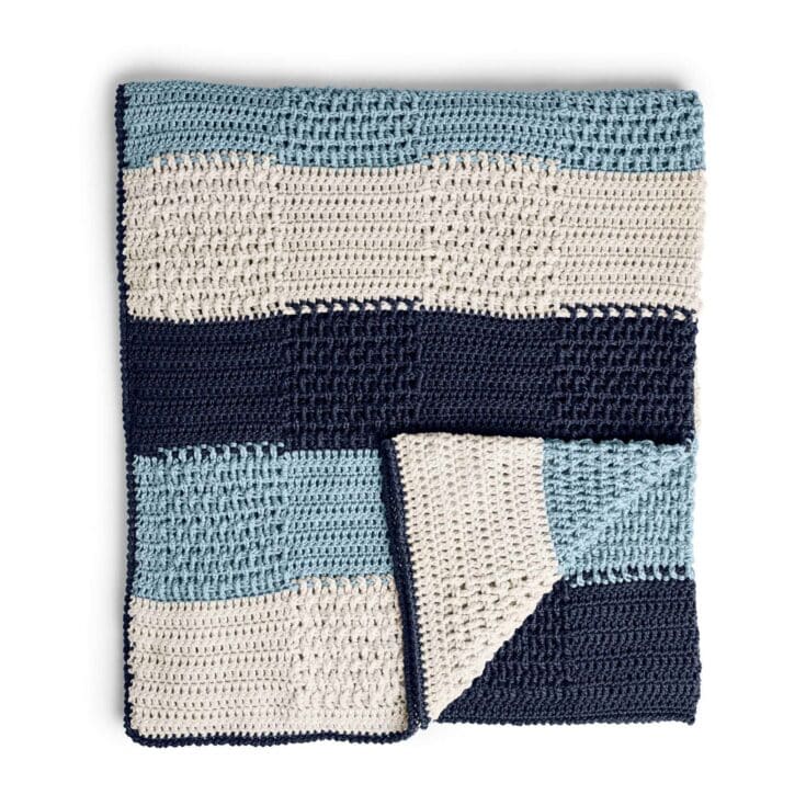Image for Free Caron Textures Stripes Crochet Blanket Pattern
