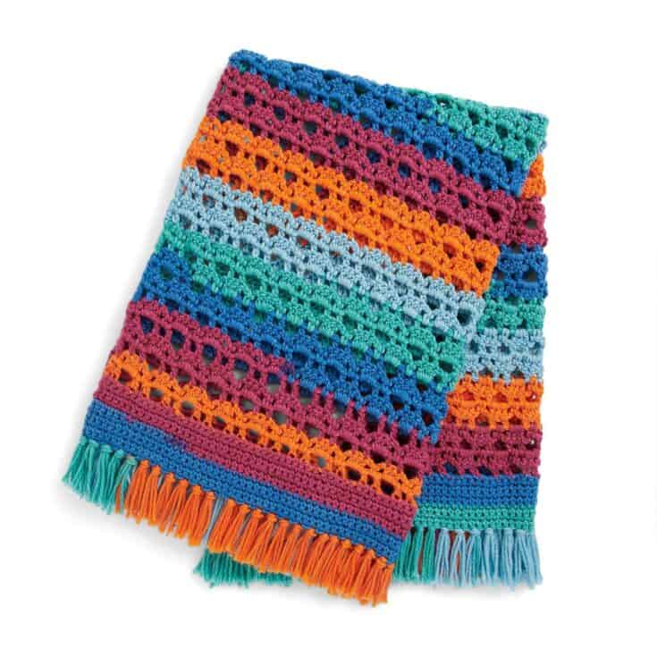 Image for Free Caron Stacking Triangles Lacy Crochet Blanket Pattern
