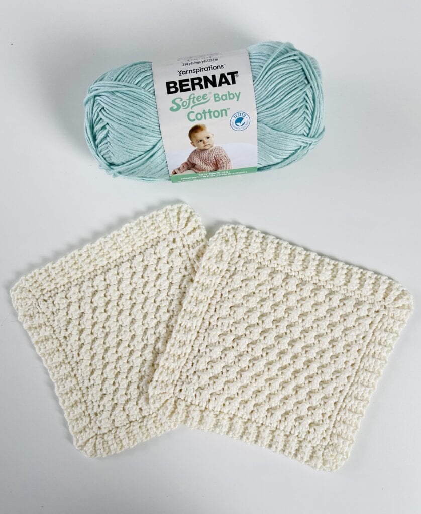 Baby Washcloths and Skein Bernat Softee Baby Cotton