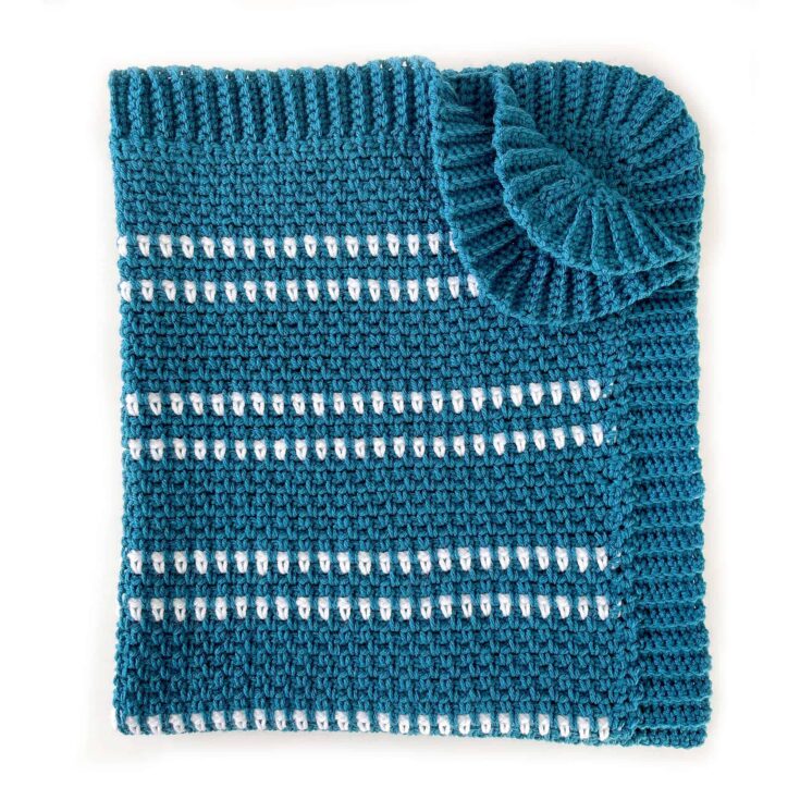 Image for Free Red Heart Modern Moss Stitch Crochet Baby Blanket Pattern