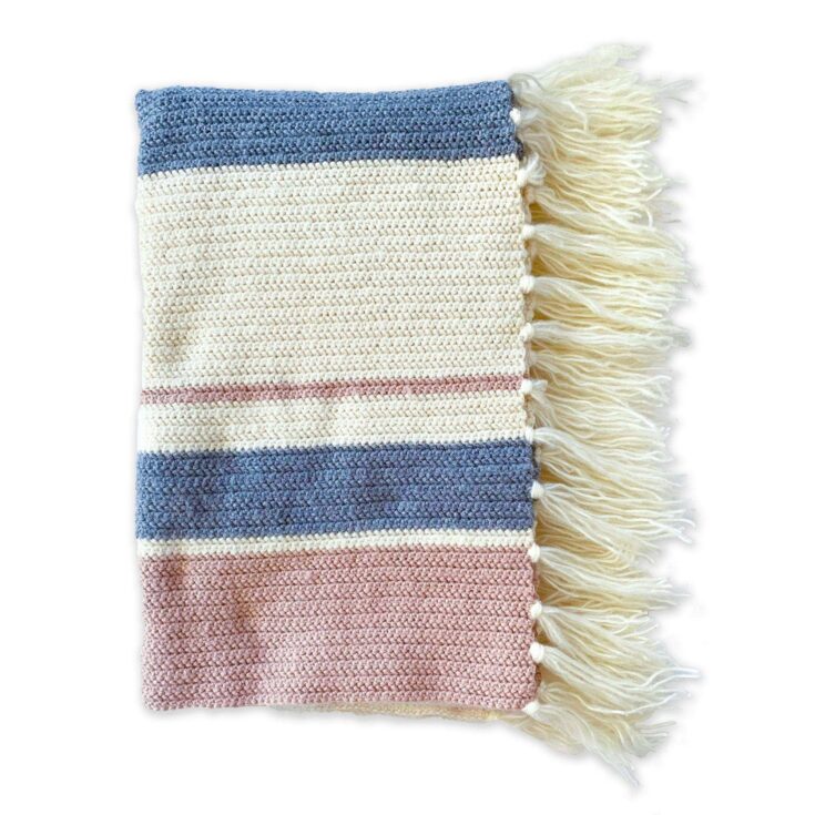 Image for Free Red Heart Herringbone Mixed Stripes Crochet Throw Pattern