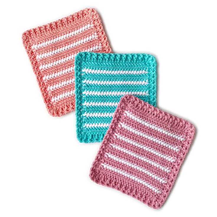 Image for Free Easy Lily Sugar'N Cream Spring Stripes Hot Pads Crochet Pattern