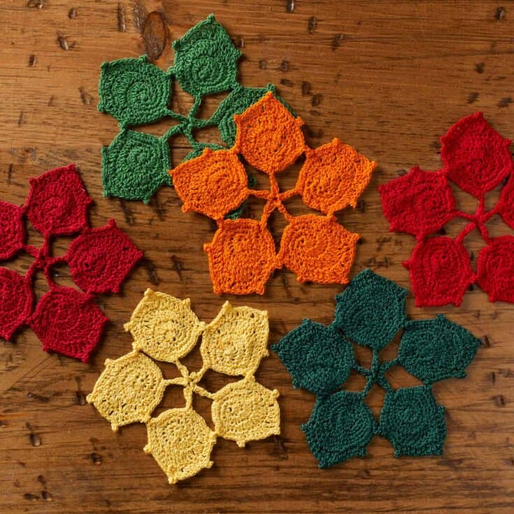 Image for Free Aunt Lydia's Dancing Leaves Coasters Crochet Pattern