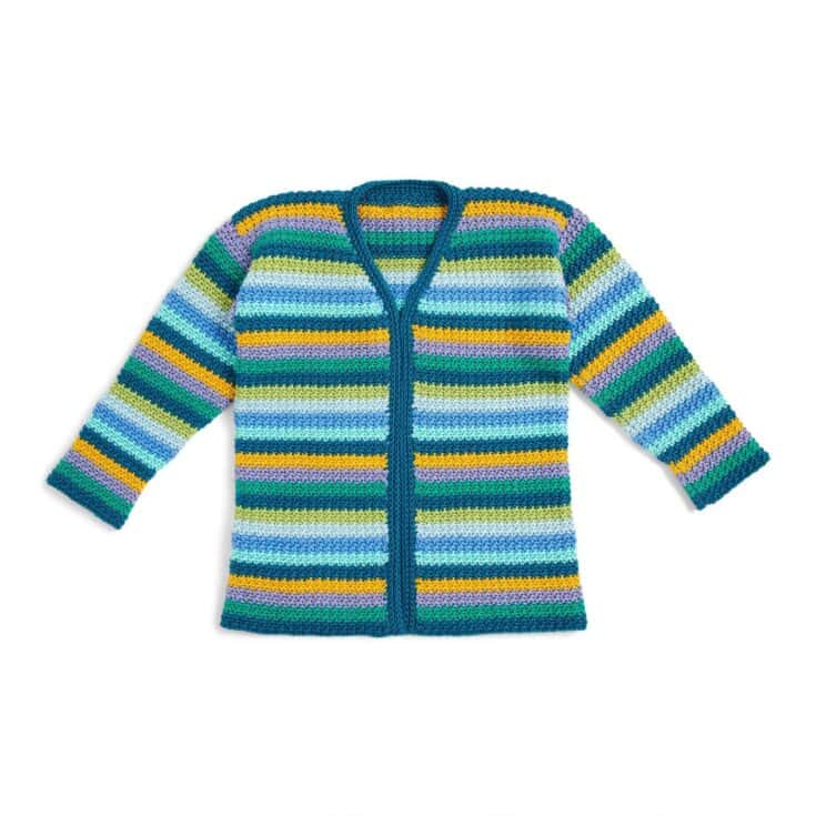 Image for Free Easy Caron Textured Stripes Cardigan Crochet Pattern