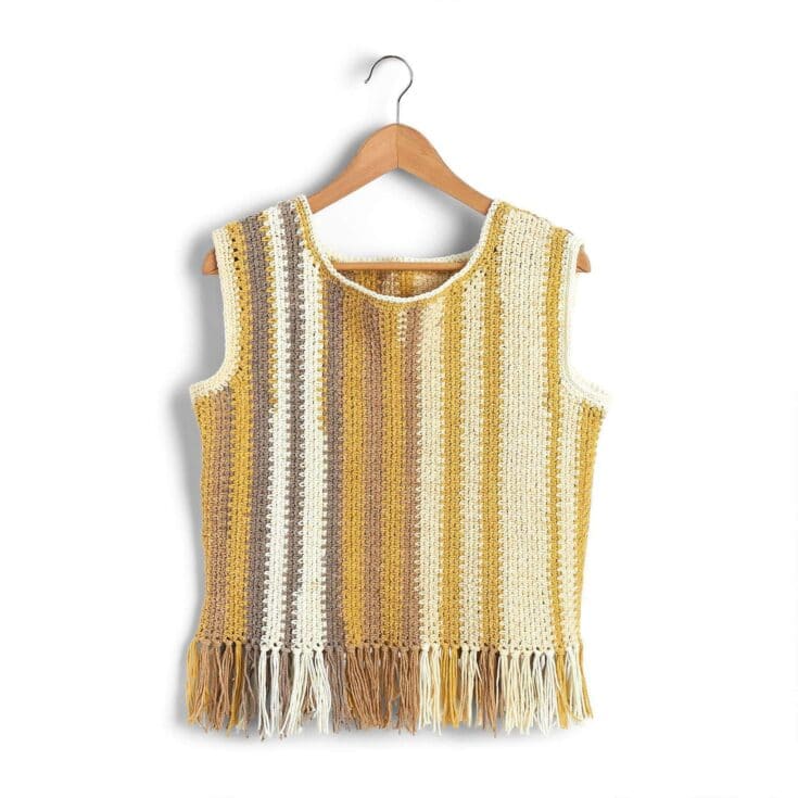 Image for Free Caron Stripes & Fringe Tank Crochet Pattern